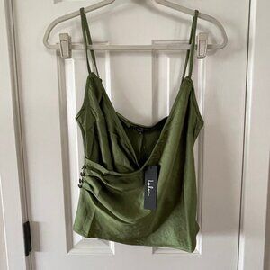 Lulus Dark Sage Crop Top Adjustable Straps Size M Medium New with Tags